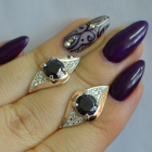 Срібні сережки з золотими вставками