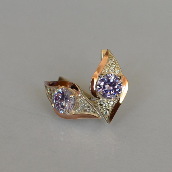 Срібні сережки з золотими вставками