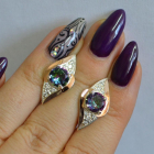 Срібні сережки з золотими вставками