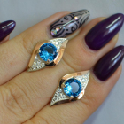 Срібні сережки з золотими вставками