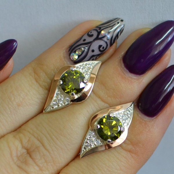 Срібні сережки з золотими вставками