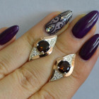 Срібні сережки з золотими вставками