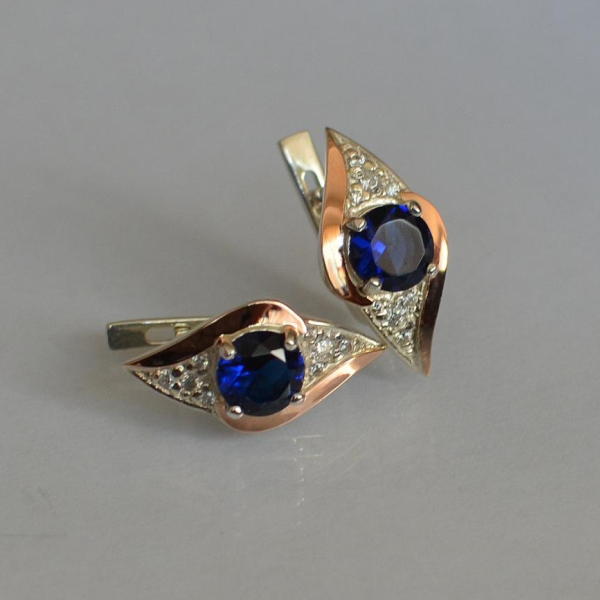 Срібні сережки з золотими вставками