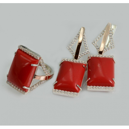 Серебряный комплект с кабашонами