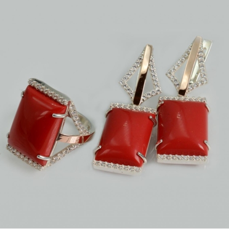 Срібний комплект з кабашонами