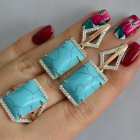 Срібний комплект з кабашонами