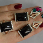 Срібний комплект з кабашонами