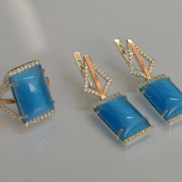 Срібний комплект з кабашонами