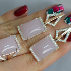 Срібний комплект з кабашонами