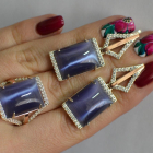 Срібний комплект з кабашонами