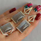 Срібний комплект з кабашонами