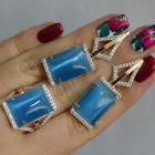 Срібний комплект з кабашонами