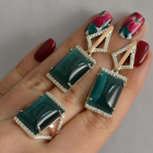 Срібний комплект з кабашонами