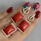 Срібний комплект з кабашонами