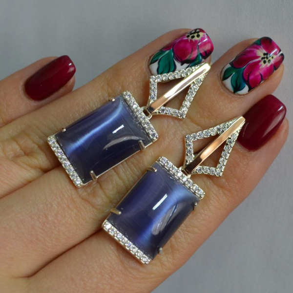 Срібні сережки з кабашонами