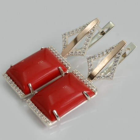 Срібні сережки з кабашонами