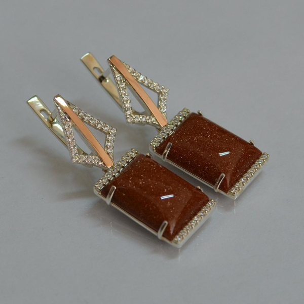 Срібні сережки з кабашонами