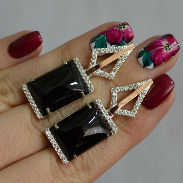 Срібні сережки з кабашонами