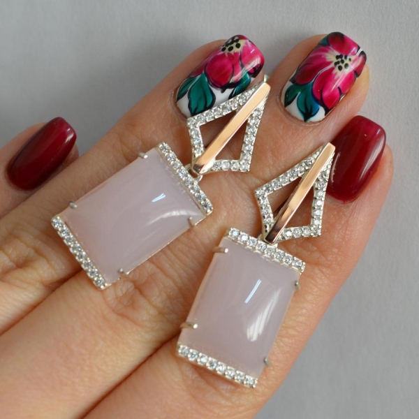 Срібні сережки з кабашонами