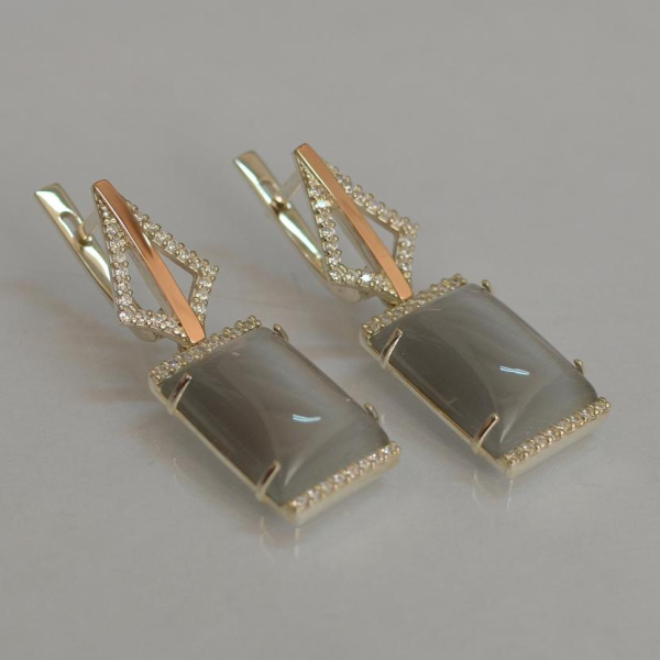 Срібні сережки з кабашонами