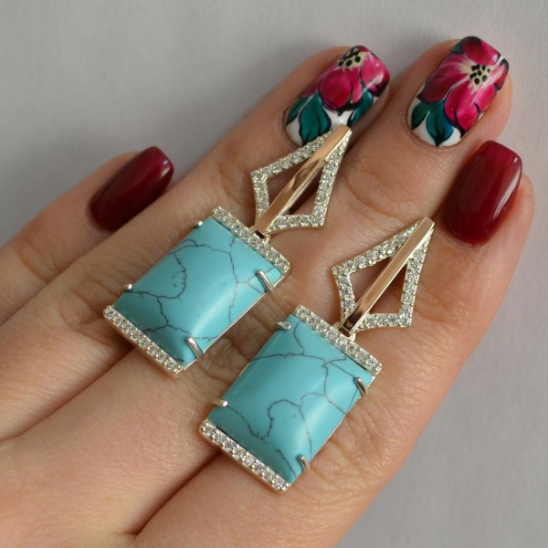 Срібні сережки з кабашонами