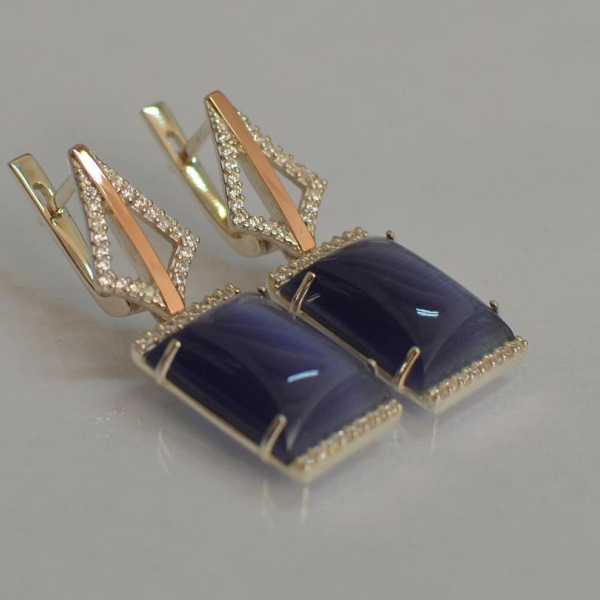 Срібні сережки з кабашонами