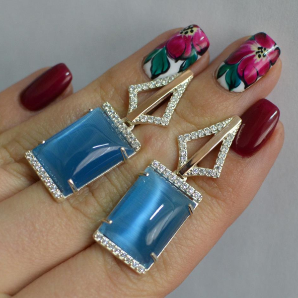 Срібні сережки з кабашонами