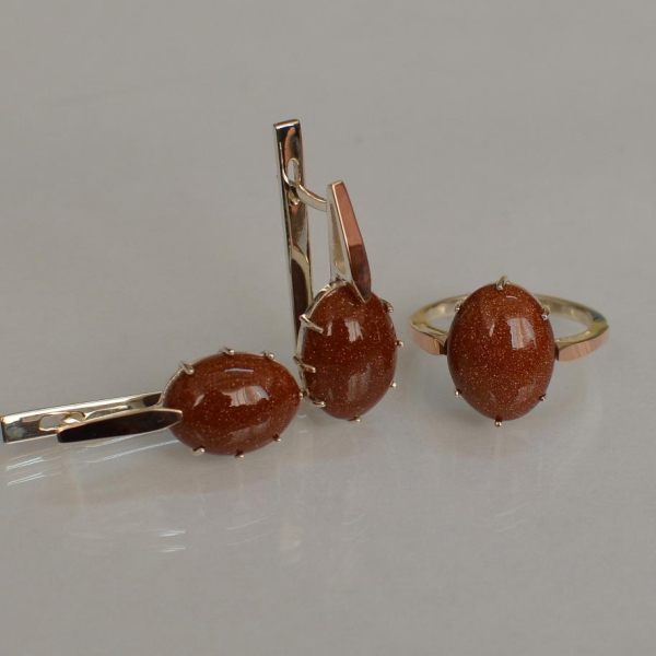 Срібний комплект з золотими пластинами