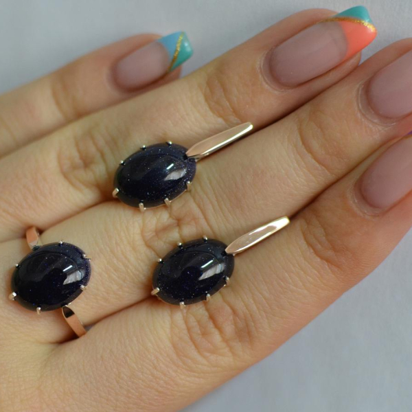 Срібний комплект з золотими пластинами