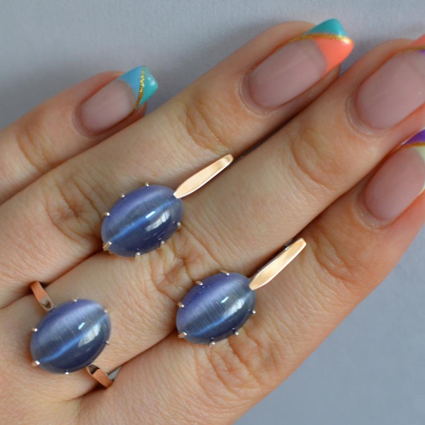 Срібний комплект з золотими пластинами