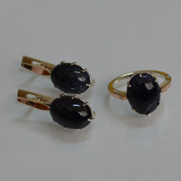 Срібний комплект з золотими пластинами