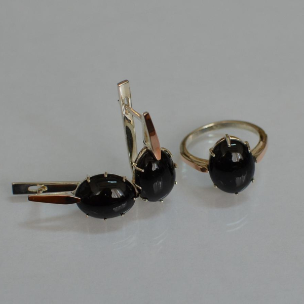 Срібний комплект з золотими пластинами