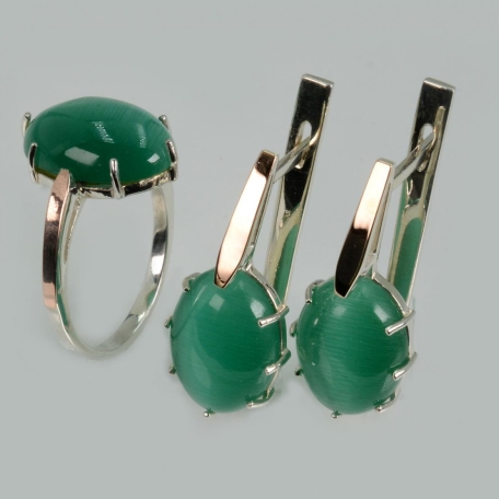 Срібний комплект з золотими пластинами