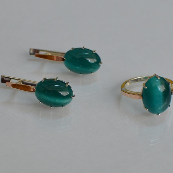 Срібний комплект з золотими пластинами