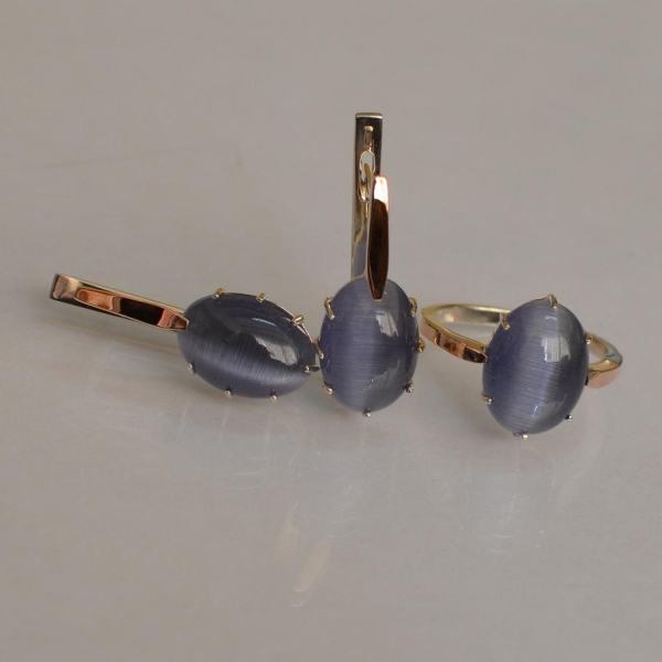 Срібний комплект з золотими пластинами