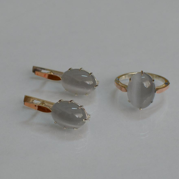 Срібний комплект з золотими пластинами