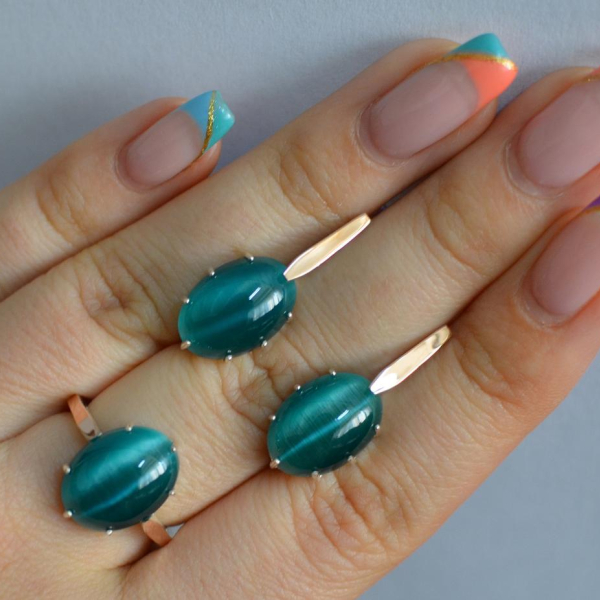 Срібний комплект з золотими пластинами