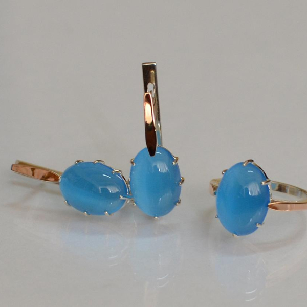 Срібний комплект з золотими пластинами