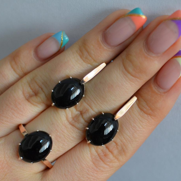 Срібний комплект з золотими пластинами