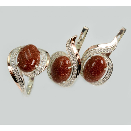 Серебряный гарнитур с золотыми пластинами