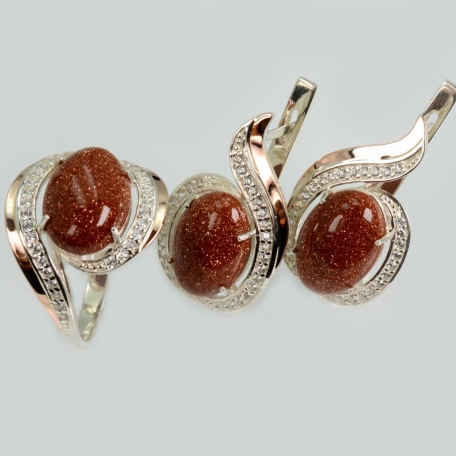 Срібний гарнітур з золотими пластинами