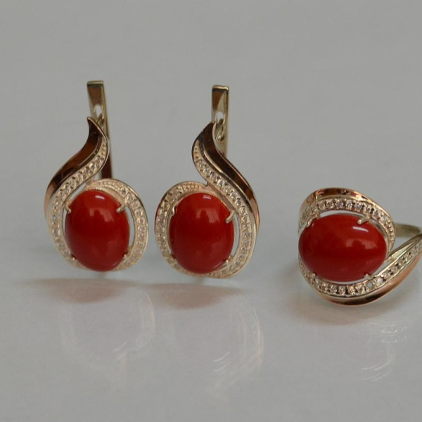 Серебряный гарнитур с золотыми пластинами