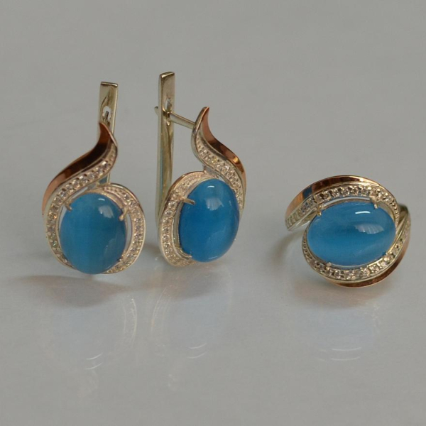 Серебряный гарнитур с золотыми пластинами