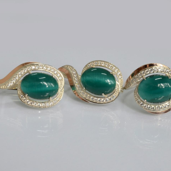 Серебряный гарнитур с золотыми пластинами