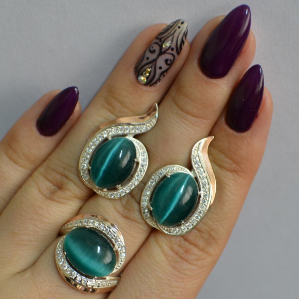 Серебряный гарнитур с золотыми пластинами