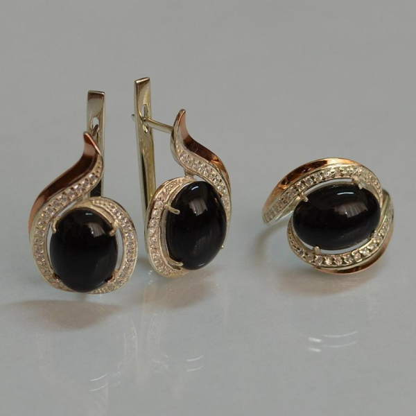 Серебряный гарнитур с золотыми пластинами