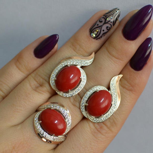 Серебряный гарнитур с золотыми пластинами