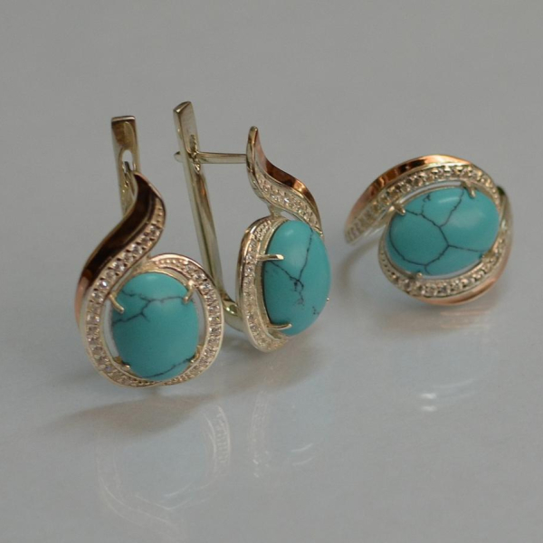 Серебряный гарнитур с золотыми пластинами