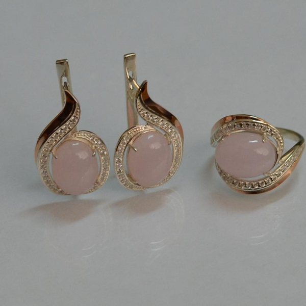 Серебряный гарнитур с золотыми пластинами