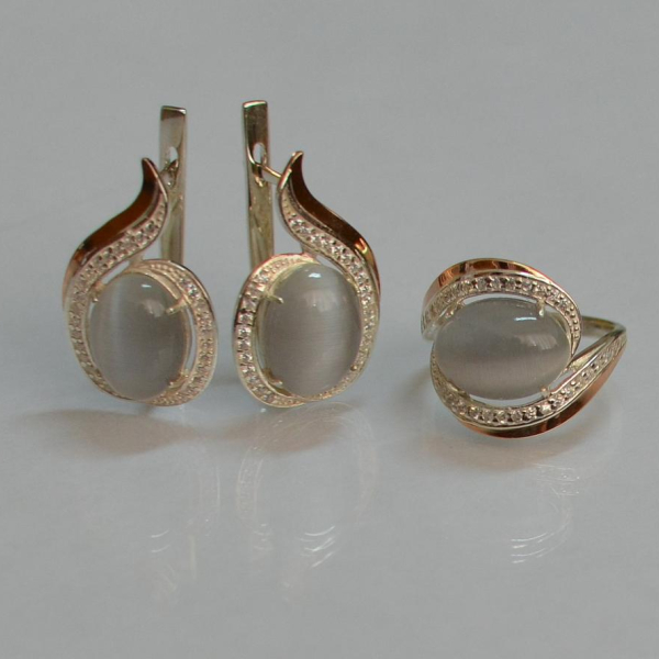 Серебряный гарнитур с золотыми пластинами